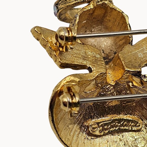 Vtg Brooch Signed Tortolani Guardian Angel Rhinestone Halo Blue Eye Pin Shoulder - Picture 9 of 15